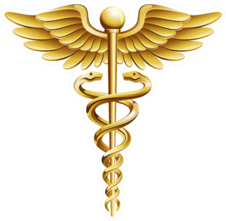 Caduceus Medical Icon In Gold Sticker