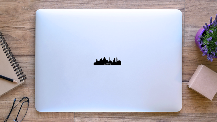 Cairo Skyline Silhouette Sticker on a Laptop (New) example