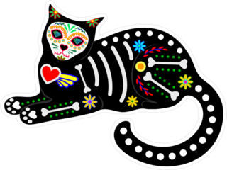 Calavera Sugar Skull Cat Sticker