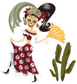 Calavera Woman in the Desert Sticker