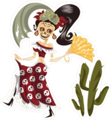 Calavera Woman in the Desert Sticker