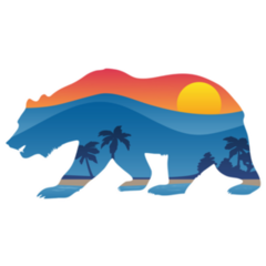 California Bear With Mountain Shoreline Sticker