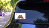 California Ca State Flag Sticker on a Rear Car Window (New) example