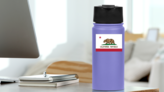 California Ca State Flag Sticker on a Water Bottle (New) example