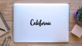 California Calligraphy Sticker on a Laptop (New) example