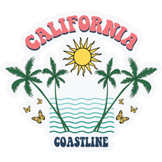 California Coastline Palm Tree Art Sticker