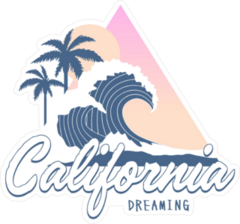 California Dreaming Palm Trees And Wave Sticker