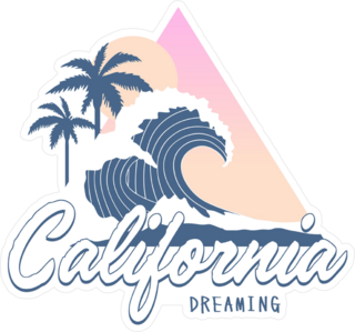 California Dreaming Palm Trees And Wave Sticker