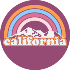 California Mountains Retro Lettering Sticker