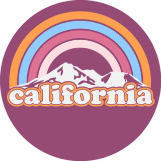 California Mountains Retro Lettering Sticker
