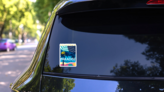California Paradise Beach Sunset Sticker on a Rear Car Window (New) example
