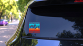 California Surf Rider Sticker on a Rear Car Window (New) example