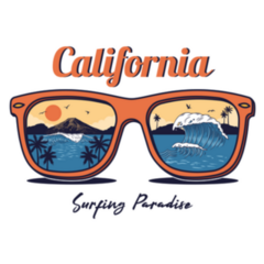California Surfing Paradise Sunglasses Sticker
