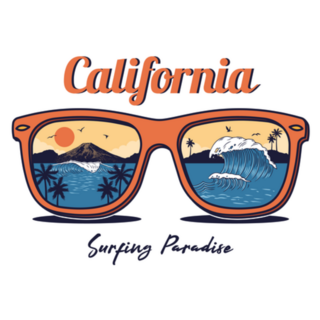 California Surfing Paradise Sunglasses Sticker