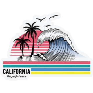 California Theme Text With Waves Sticker