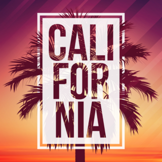 California With Palm And Frame Sticker