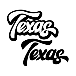 Calligraphic Inscription Of American State Texas Lettering Sticker