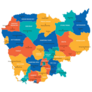 Cambodia Borders & Cities Sticker