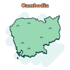 Cambodia Cartoon Sticker