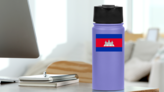Cambodia Country Flag Sticker on a Water Bottle (New) example