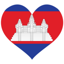 Cambodia Flag Heart Sticker