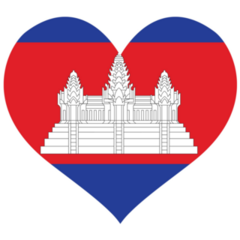 Cambodia Flag Heart Sticker