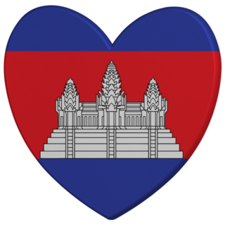 Cambodia Flag Heart Sticker