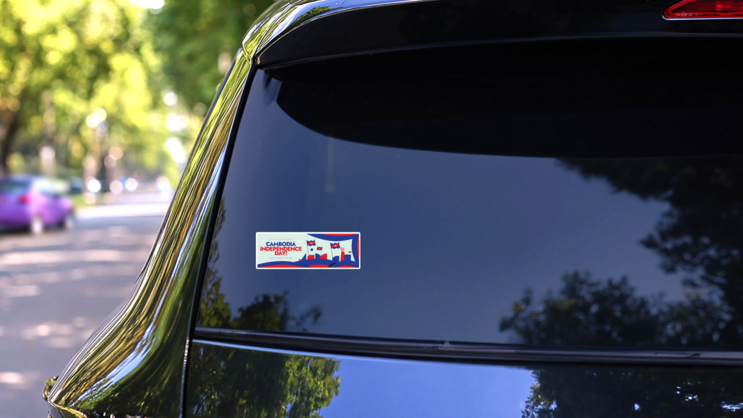 Cambodia Independence Sticker on a Rear Car Window (New) example