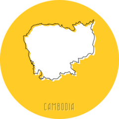 Cambodia Map Yellow Sticker