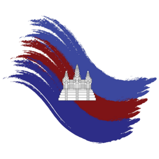 Cambodia Painted Flag Sticker