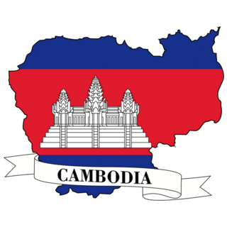Cambodia Ribbon Map Sticker