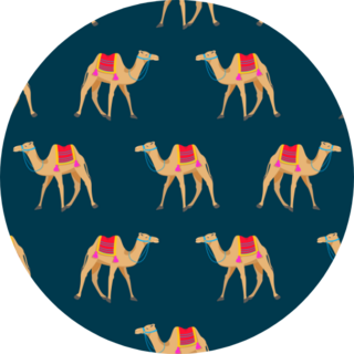Camel Cartoon Pattern On Blue Sticker