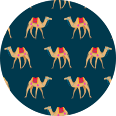 Camel Cartoon Pattern On Blue Sticker