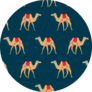 Camel Cartoon Pattern On Blue Sticker