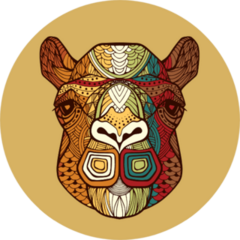 Camels Head With A Ornate Ornament Yellow Sticker