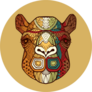 Camels Head With A Ornate Ornament Yellow Sticker