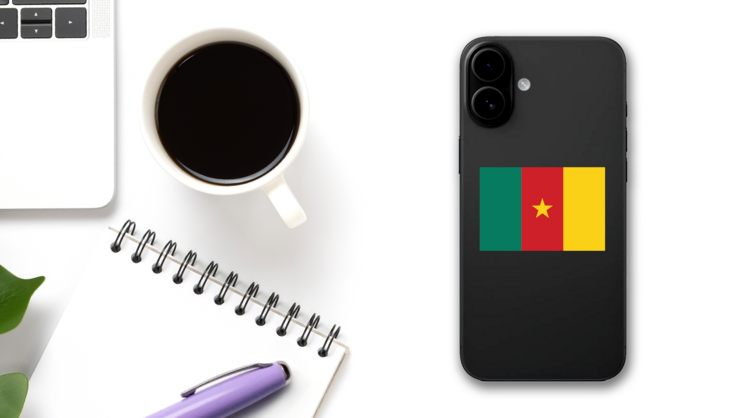 Cameroon Flag Sticker on a Phone (New) example