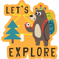 Camping Bear Lets Explore Sticker