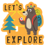 Camping Bear Lets Explore Sticker