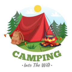 Camping Into The Wild Illustration Sticker