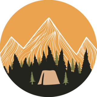 Camping Tent In Pine Forest Sticker
