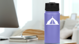 Camping Tent Sticker on a Water Bottle (New) example