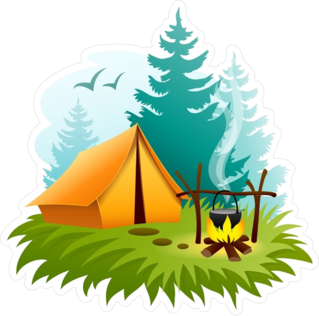 Camping With Tent And Campfire Sticker