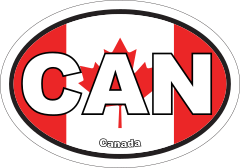 Canada CAN Flag Oval Sticker