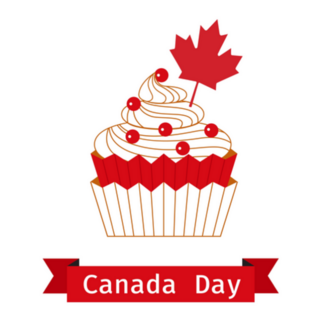 Canada Day Cupcake With Red Maple Leaf Sticker