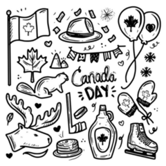 Canada Day Icon Doodle Drawing Sticker