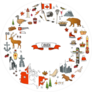 Canada Doodles Circle Sticker
