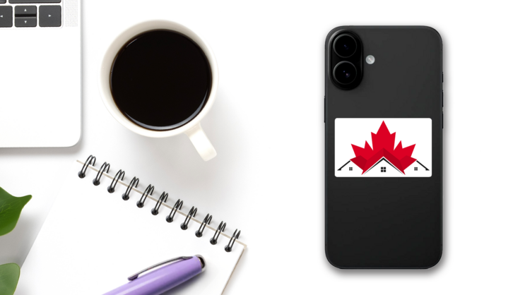 Canada Home Roof Sticker on a Phone (New) example