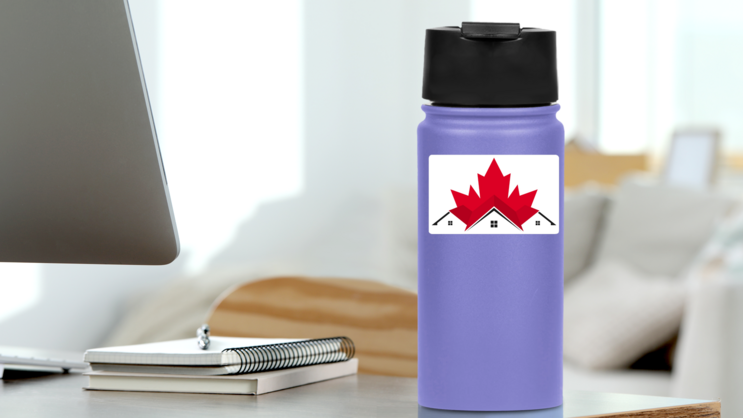 Canada Home Roof Sticker on a Water Bottle (New) example