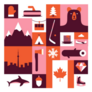 Canada Illustration Icon Set In Pink Sticker